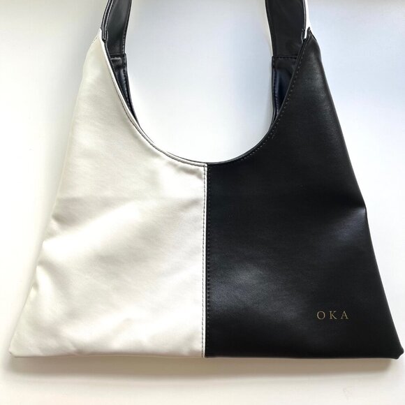 OKA Vegan Leather Black and White Triangle Bag - Picture 1 of 6
